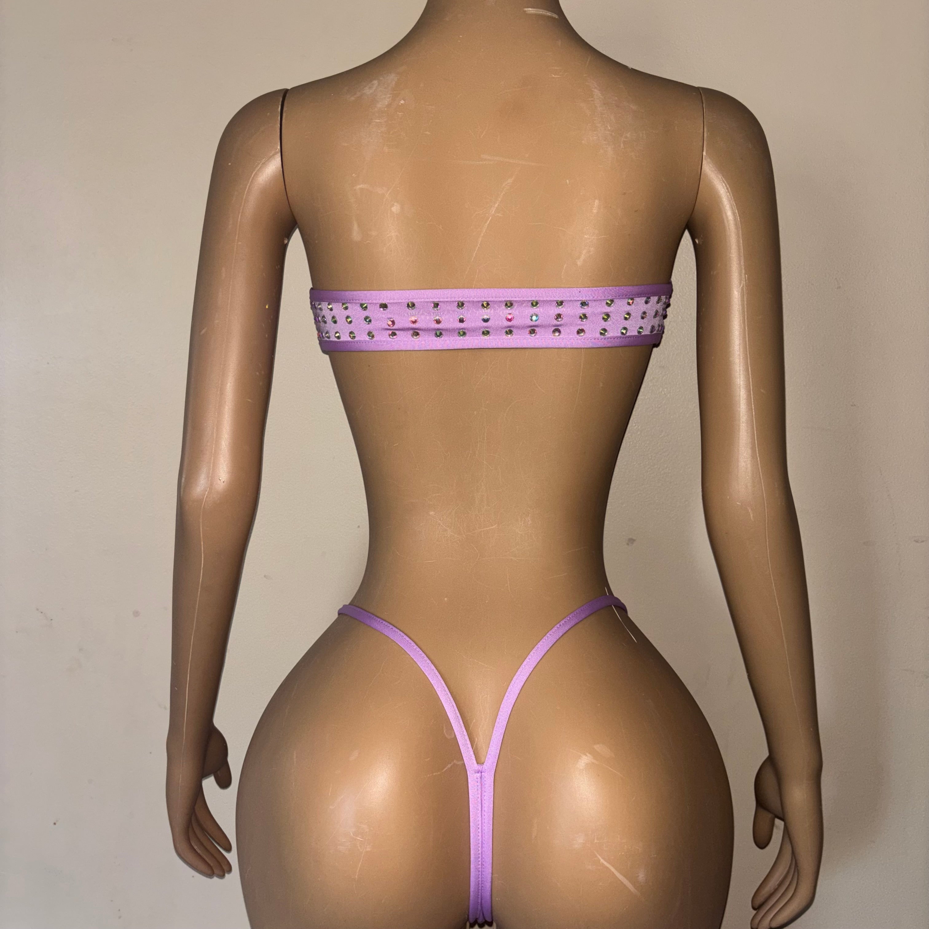 Bustdown Bandeau Thong Set - Purple