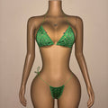 Green rhinestone microkini